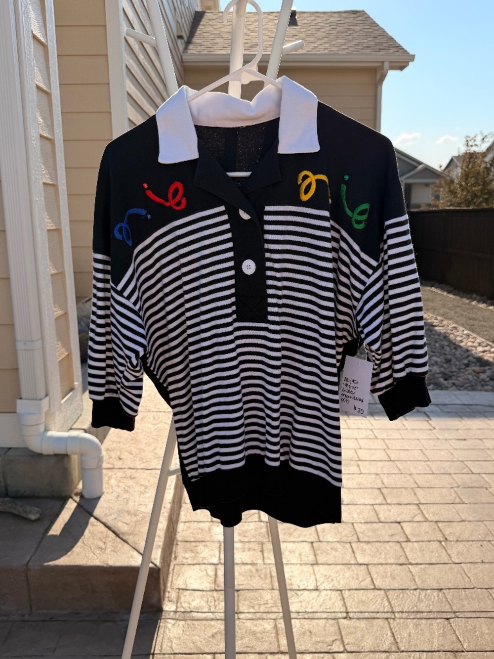 VTG 80s 90s Disney Minnie Mouse Striped Knit Polo Shirt